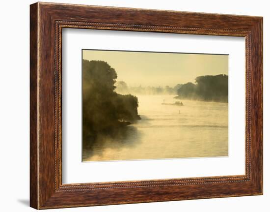 The Rhine, Fog Mood, Sunrise, Speyer, Rhineland-Palatinate, Germany-Ronald Wittek-Framed Photographic Print