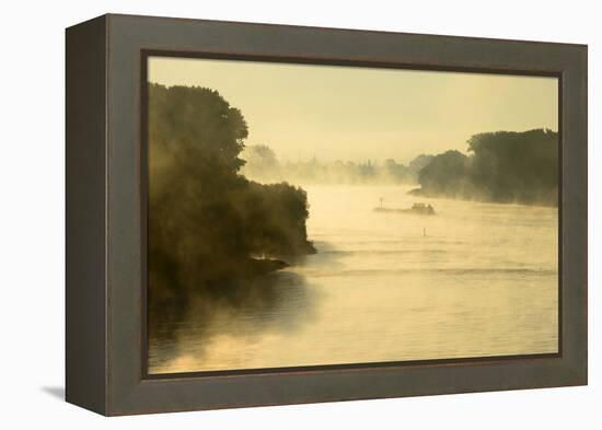 The Rhine, Fog Mood, Sunrise, Speyer, Rhineland-Palatinate, Germany-Ronald Wittek-Framed Premier Image Canvas