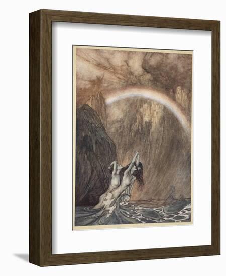 The Rhine's pure gleaming children told me of their sorrow, 'The Rhinegold and the Valkyrie'-Arthur Rackham-Framed Giclee Print