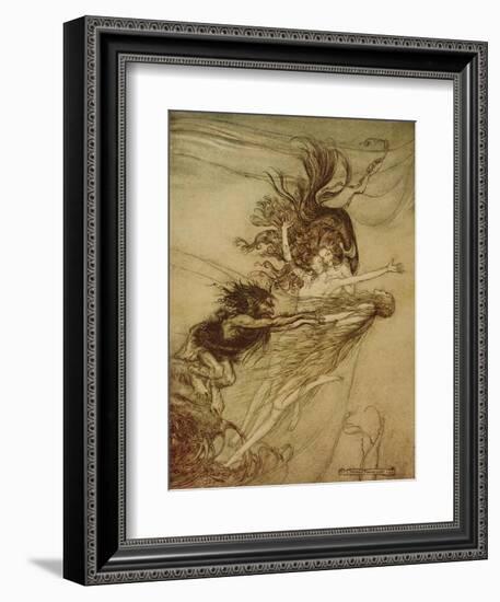 The Rhinemaidens Teasing Alberich from 'The Rhinegold and The Valkyrie' by Richard Wagner, 1910-Arthur Rackham-Framed Giclee Print