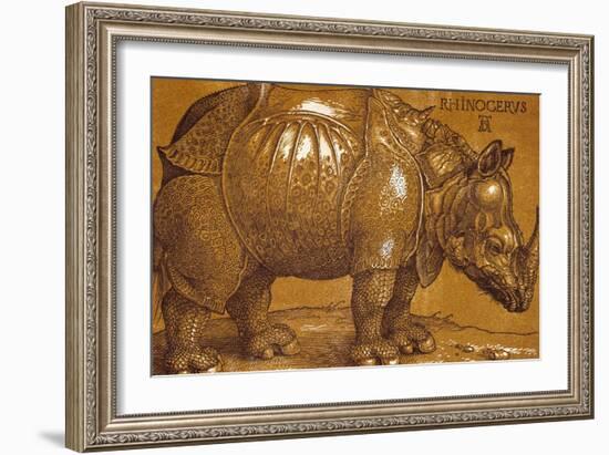 The Rhinoceros, 1515, Pen and Ink, Wash-Albrecht Dürer-Framed Giclee Print