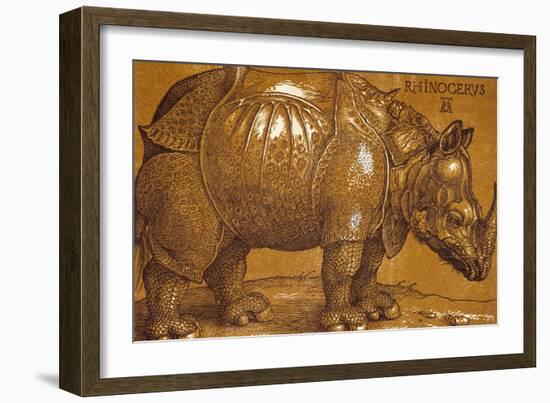 The Rhinoceros, 1515, Pen and Ink, Wash-Albrecht Dürer-Framed Giclee Print