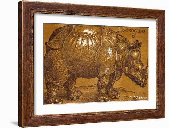 The Rhinoceros, 1515, Pen and Ink, Wash-Albrecht Dürer-Framed Giclee Print