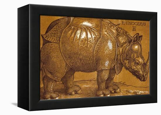 The Rhinoceros, 1515, Pen and Ink, Wash-Albrecht Dürer-Framed Premier Image Canvas