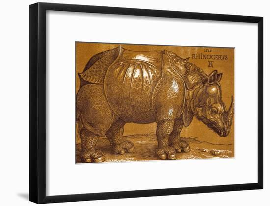 The Rhinoceros, 1515 Pen and ink, wash.-Albrecht Dürer-Framed Giclee Print