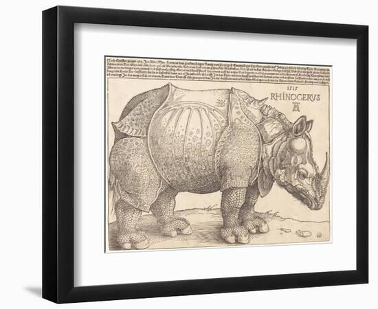 The Rhinoceros, 1515 (Woodcut on Laid Paper)-Albrecht Dürer or Duerer-Framed Giclee Print