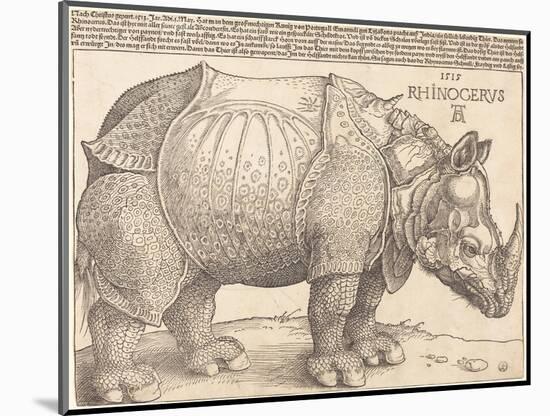 The Rhinoceros, 1515 (Woodcut on Laid Paper)-Albrecht Dürer or Duerer-Mounted Giclee Print