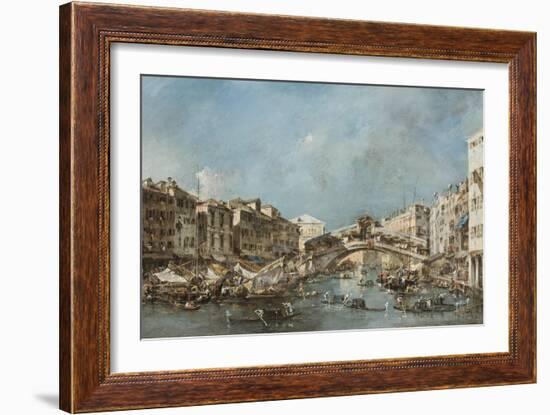 The Rialto Bridge, C.1775-Francesco Guardi-Framed Giclee Print