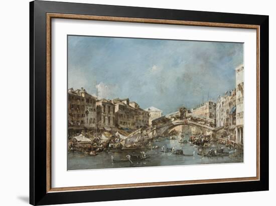 The Rialto Bridge, C.1775-Francesco Guardi-Framed Giclee Print