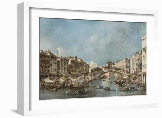 The Rialto Bridge, C.1775-Francesco Guardi-Framed Giclee Print