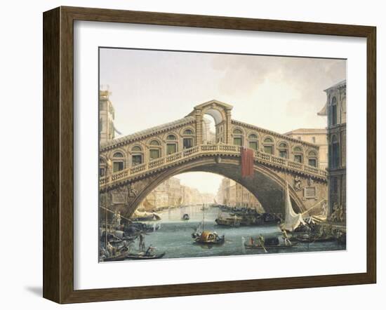 The Rialto Bridge in Venice-Giuseppe Borsato-Framed Giclee Print