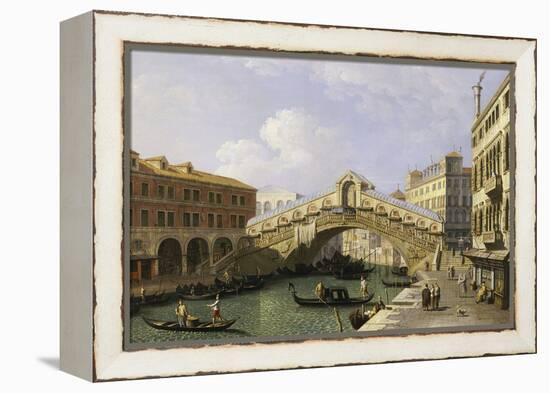 The Rialto Bridge Venice from the South with the Fondamenta Del Vin and the Fondaco Dei Tedeschi-Canaletto-Framed Premier Image Canvas