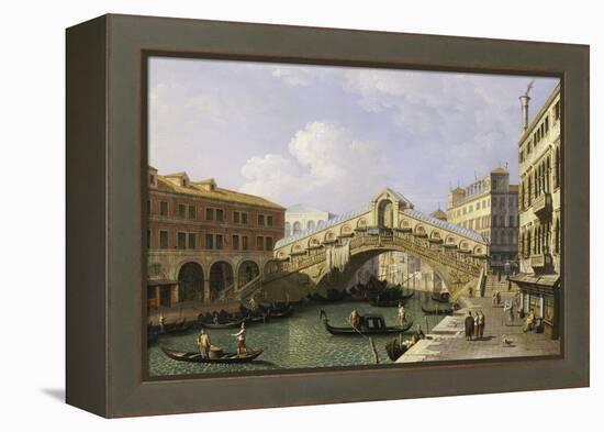 The Rialto Bridge Venice from the South with the Fondamenta Del Vin and the Fondaco Dei Tedeschi-Canaletto-Framed Premier Image Canvas