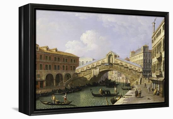 The Rialto Bridge Venice from the South with the Fondamenta Del Vin and the Fondaco Dei Tedeschi-Canaletto-Framed Premier Image Canvas