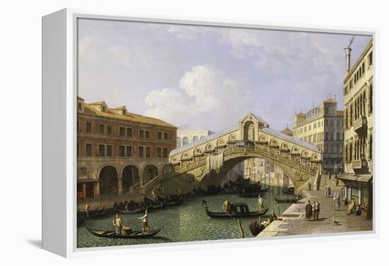 The Rialto Bridge Venice from the South with the Fondamenta Del Vin and the Fondaco Dei Tedeschi-Canaletto-Framed Premier Image Canvas