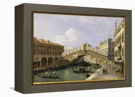 The Rialto Bridge Venice from the South with the Fondamenta Del Vin and the Fondaco Dei Tedeschi-Canaletto-Framed Premier Image Canvas