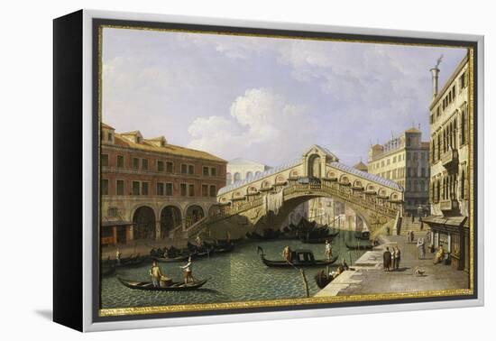 The Rialto Bridge Venice from the South with the Fondamenta Del Vin and the Fondaco Dei Tedeschi-Canaletto-Framed Premier Image Canvas