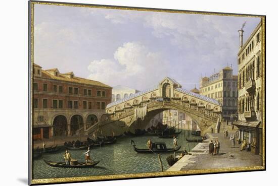 The Rialto Bridge Venice from the South with the Fondamenta Del Vin and the Fondaco Dei Tedeschi-Canaletto-Mounted Giclee Print