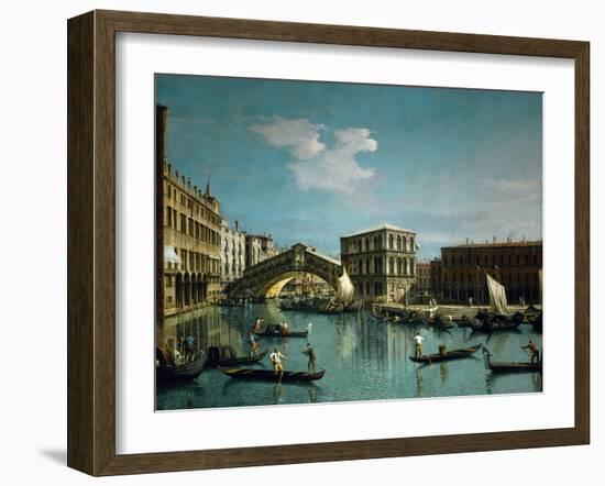 The Rialto bridge, Venice, R. F. 1961-32.-Canaletto-Framed Giclee Print