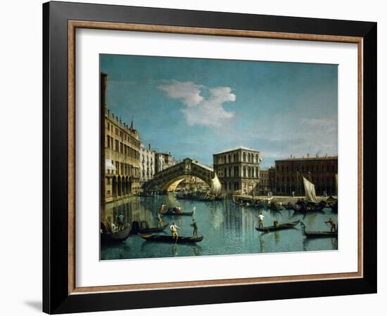 The Rialto bridge, Venice, R. F. 1961-32.-Canaletto-Framed Giclee Print