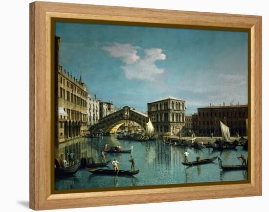 The Rialto bridge, Venice, R. F. 1961-32.-Canaletto-Framed Premier Image Canvas