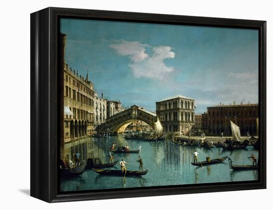 The Rialto bridge, Venice, R. F. 1961-32.-Canaletto-Framed Premier Image Canvas