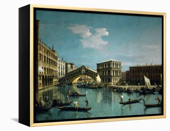 The Rialto bridge, Venice, R. F. 1961-32.-Canaletto-Framed Premier Image Canvas