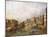 The Rialto Bridge, Venice, with Gondolas in the Foreground-Francesco Guardi-Mounted Giclee Print