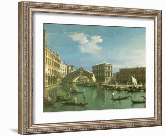 The Rialto Bridge, Venice-Canaletto-Framed Giclee Print