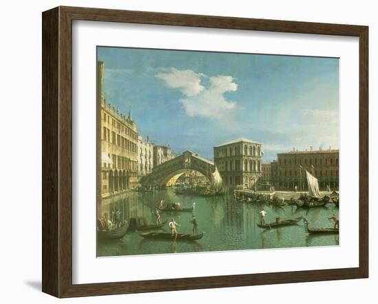 The Rialto Bridge, Venice-Canaletto-Framed Giclee Print