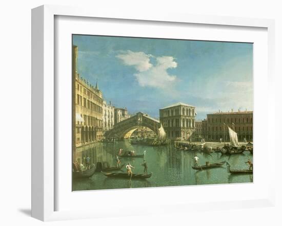 The Rialto Bridge, Venice-Canaletto-Framed Giclee Print