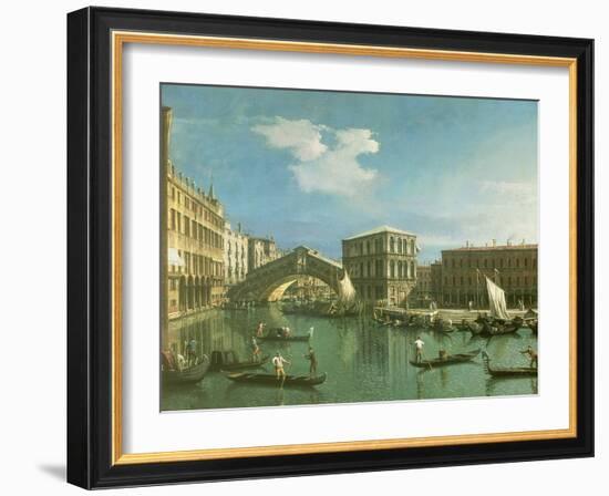 The Rialto Bridge, Venice-Canaletto-Framed Giclee Print