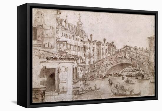 The Rialto Bridge, Venice-Francesco Guardi-Framed Premier Image Canvas