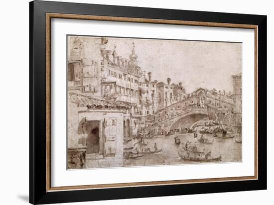 The Rialto Bridge, Venice-Francesco Guardi-Framed Giclee Print