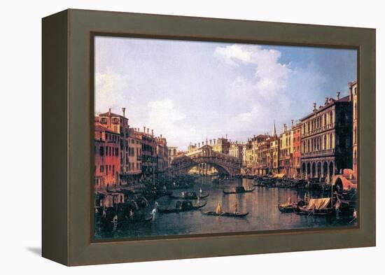 The Rialto Bridge-Canaletto-Framed Stretched Canvas