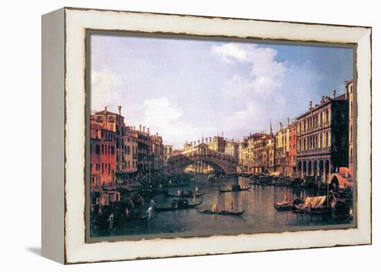 The Rialto Bridge-Canaletto-Framed Stretched Canvas