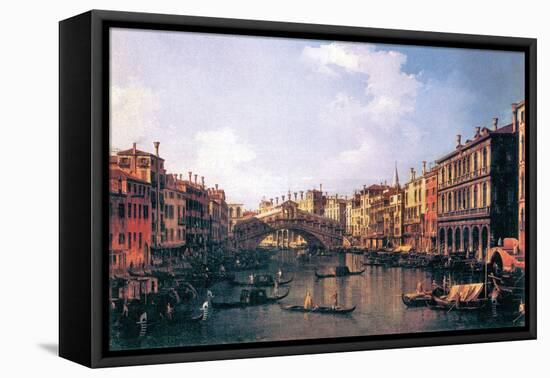 The Rialto Bridge-Canaletto-Framed Stretched Canvas