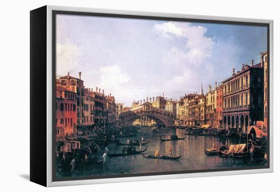 The Rialto Bridge-Canaletto-Framed Stretched Canvas