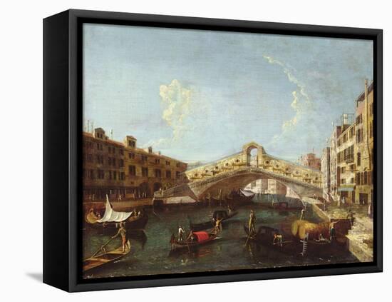 The Rialto in Venice-Canaletto-Framed Premier Image Canvas