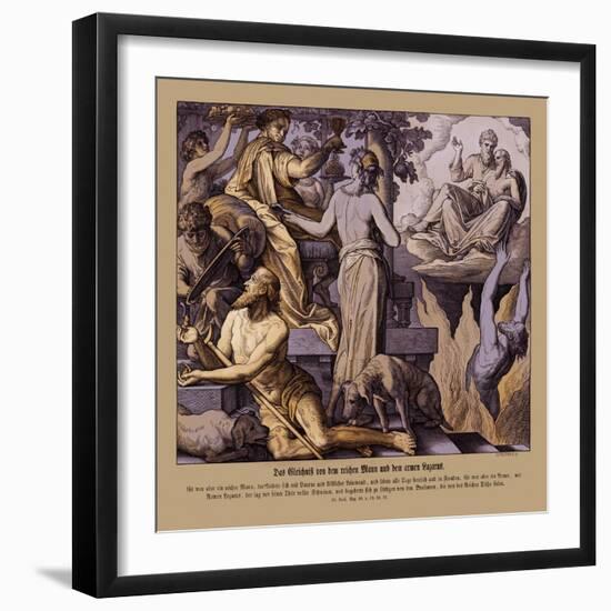 The rich man and the beggar Lazarus, Gospel of Luke-Julius Schnorr von Carolsfeld-Framed Giclee Print