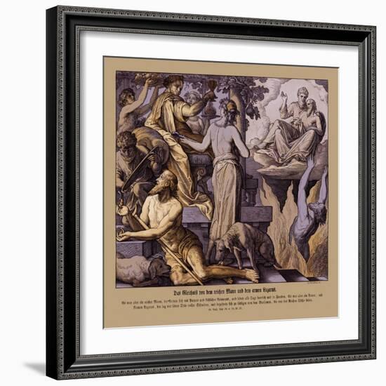 The rich man and the beggar Lazarus, Gospel of Luke-Julius Schnorr von Carolsfeld-Framed Giclee Print