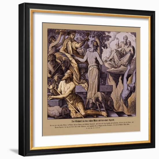 The rich man and the beggar Lazarus, Gospel of Luke-Julius Schnorr von Carolsfeld-Framed Giclee Print