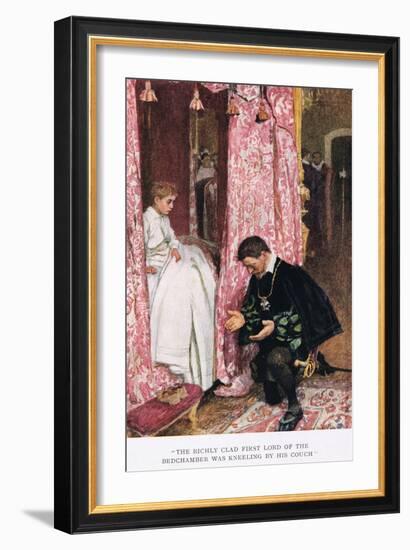 The Richly Clad First Lord of the Bedchamber Was Kneeling by His Couch', 1923-Arthur C. Michael-Framed Giclee Print