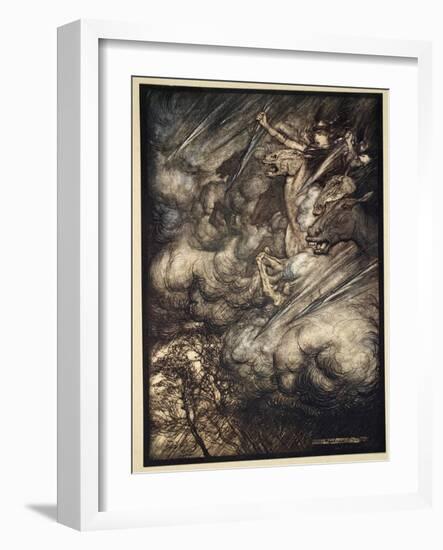 The ride of the Valkyries, illustration from 'The Rhinegold and the Valkyrie', 1910-Arthur Rackham-Framed Giclee Print