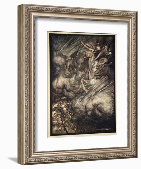 The ride of the Valkyries, illustration from 'The Rhinegold and the Valkyrie', 1910-Arthur Rackham-Framed Giclee Print