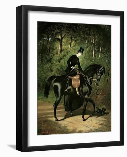 The Rider, Kipler, on Her Black Mare-Alfred De Dreux-Framed Giclee Print