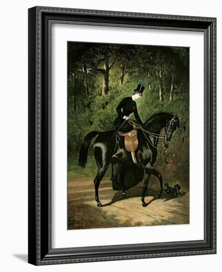 The Rider, Kipler, on Her Black Mare-Alfred De Dreux-Framed Giclee Print