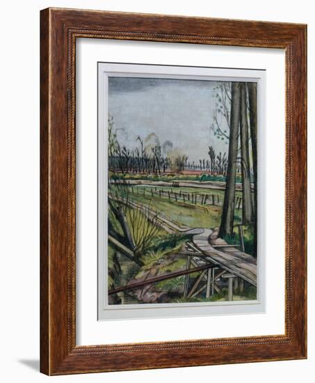 The Ridge, Wytschaete (W/C, Pen & Black Ink and Coloured Chalk)-Paul Nash-Framed Giclee Print