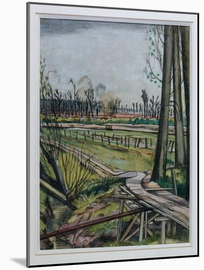 The Ridge, Wytschaete (W/C, Pen & Black Ink and Coloured Chalk)-Paul Nash-Mounted Giclee Print