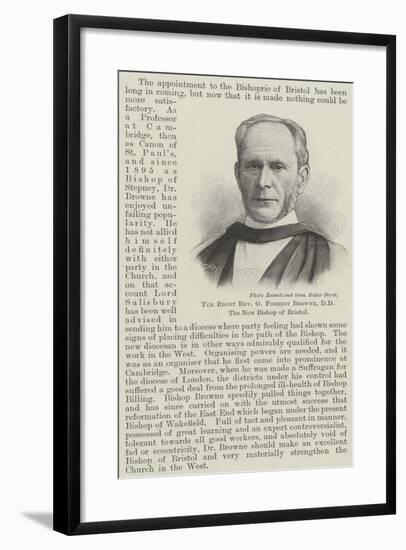 The Right Reverend G Forrest Browne, Dd, the New Bishop of Bristol-null-Framed Giclee Print